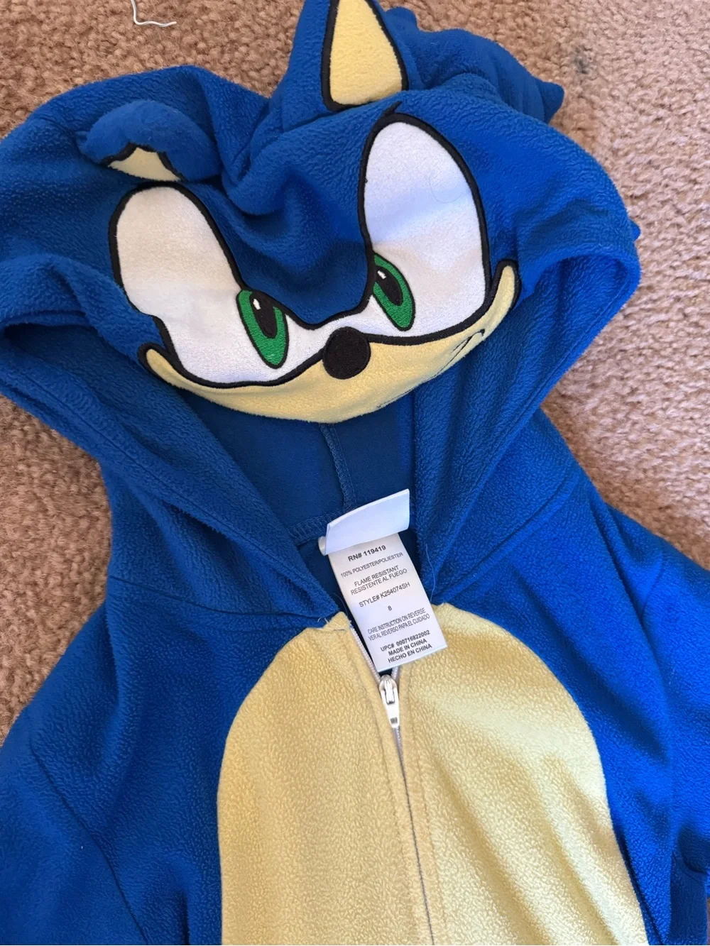 Kids Minion & Sonic One-Piece Hooded Pajama Bundle Size 8